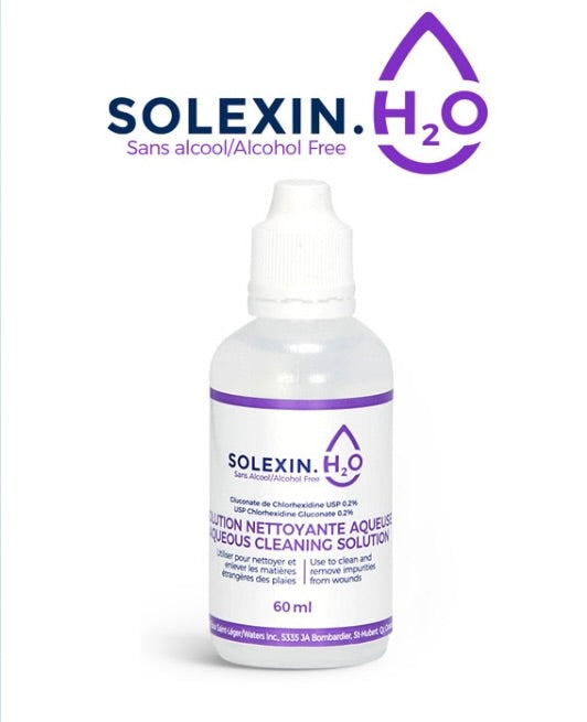 Solexin H2O cleaning solution bottle on a white background
