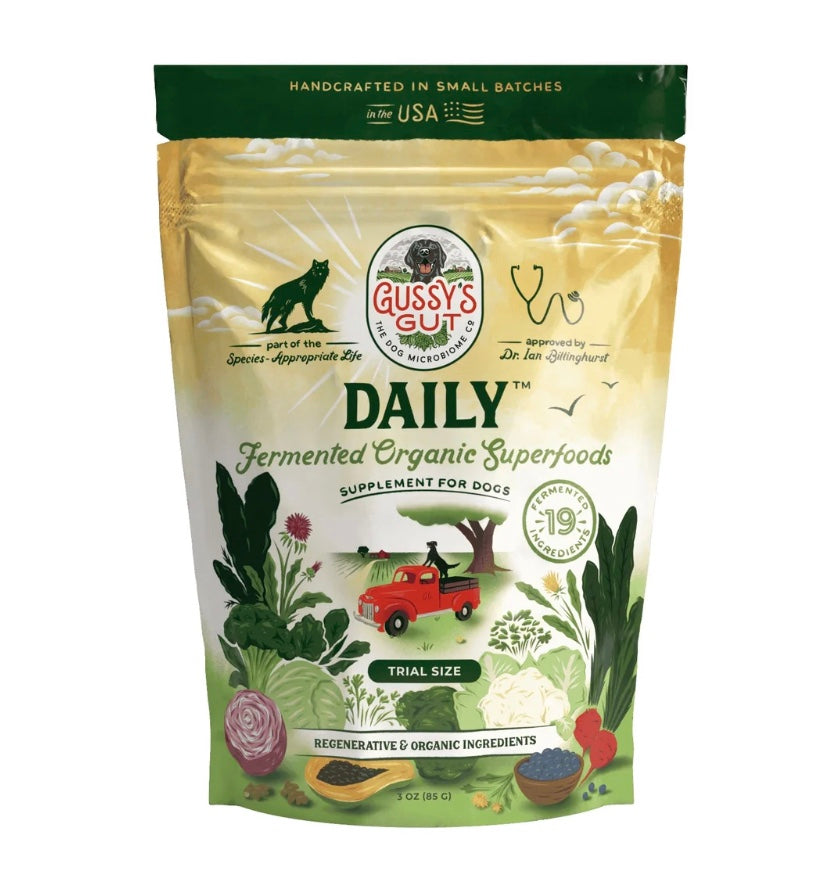 DOGsAGE.CA is the exclusive partner of Gussy's Gut™ products in Canada. Daily, Sustain and Youthful Grasses & Sprouts