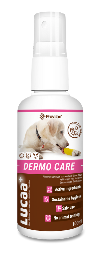 Lucaa+ dermo care spray bottle for wound care dog licking hot spot
