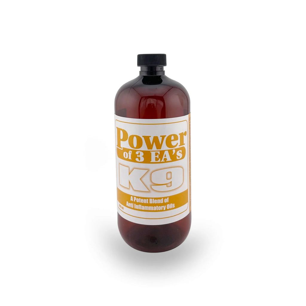Bottle of 'Power of 3 EA's K9' on a white background by Feed-Sentials