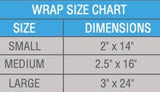 CoolAid cooling wrap size chart