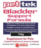 Pet Tek bladder support formula front label description 
