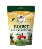 Gussy's Gut Boost 18 Fermented Superfoods for dogs on farm lifetstyle background image