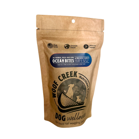 Woof Creek Natural Ocean Bites with Whitefish and Cranberries Treats