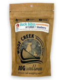 Woof Creek Duck Bites with Rabbit and Blueberry dog treats