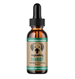 Bottle of 'mycodog Digest' for dogs on a white background