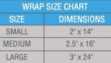CoolAid cooling wrap size chart 